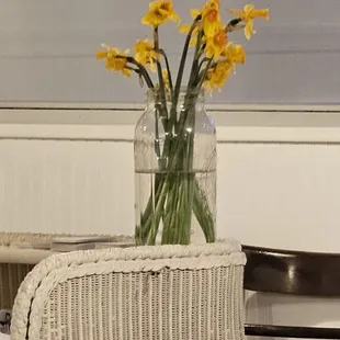 Fresh flowers. Nice touch.