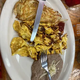 Chorizo and eggs breakfast platter