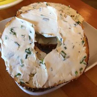 Everything bagel with chive smear