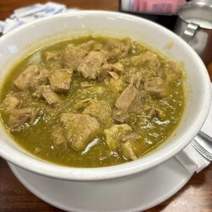 CHILI VERDE rice bowl.