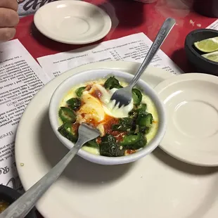 a bowl of food on a table