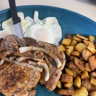 Pork, Eggs, and potatoes