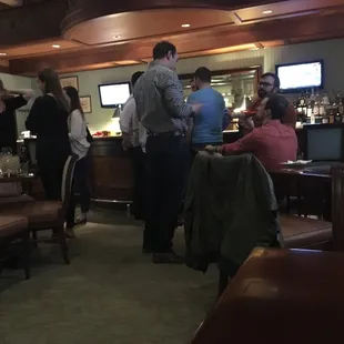 No space at the bar, no one serving in the lounge area