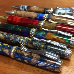Beautiful handcrafted pens made with Hawaii Koa wood and other exotic hardwoods.