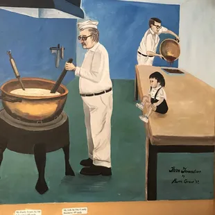 Sweet mural depicting the multiple generations.