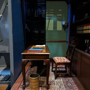 a desk and chair