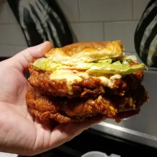 Nashville hot deep fried cheeseburger