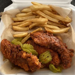 Nashville Hot Chicken and fries