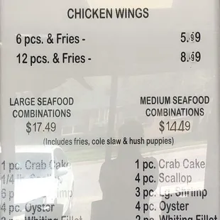 the menu for the restaurant