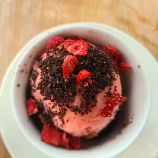 Surprise Strawberry Sorbet Anniversary Dessert!