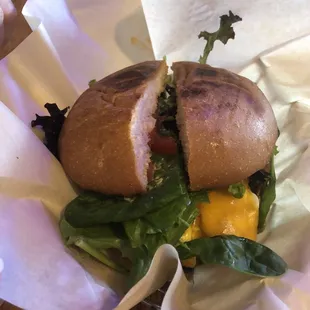 Huge breakfast sandwich