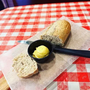 a loaf of bread and butter
