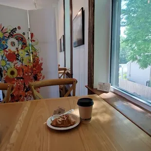 The almond croissant and extra shot Americano.