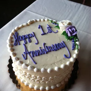 The 1st anniversary mini redo of our wedding cake.