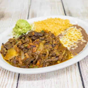 a plate of mexican food