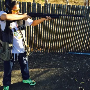 Family Friendly-12 year old First time with a shot gun...lesson by Blake.