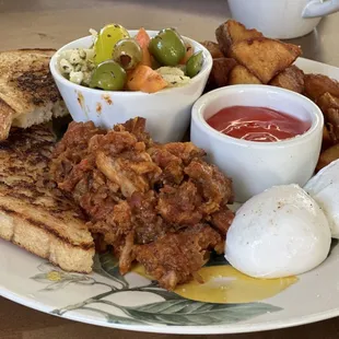 BBQ pulled pork breakfast plate