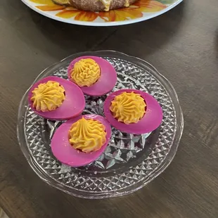 Beet Juice Deviled Eggs