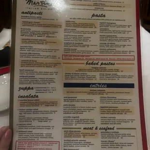 a menu for a restaurant