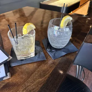 Whiskey smash and Tom Collins