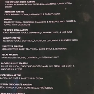 Drink menu