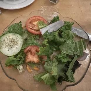 Side salad was 6 pieces of lettuce