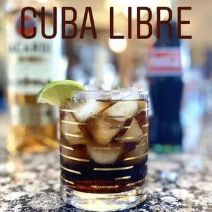 Made with dark rum,Coke and lime juice