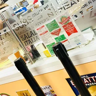 a display of pizzas in a restaurant