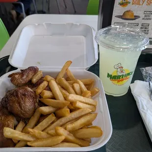 1/2 chicken with fries and lemonade