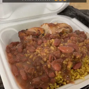 Rice and beans 1/4 Rotisserie Chicken