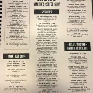 Menu back side