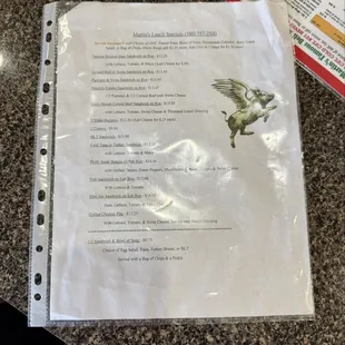 menu