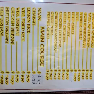menu