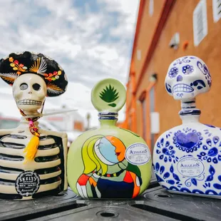 a couple of skulls on a table