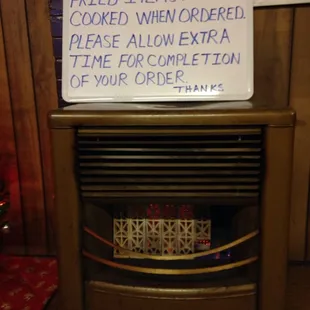 a sign on a stove