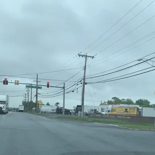 Outside From US1 facing north- it's the yellow truck.