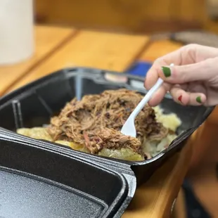 Pulled Pork Box on a baked potato (like delicious, buttered and salted potato) 1/2024