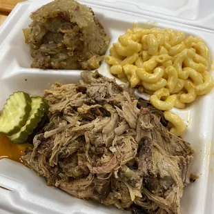Pulled pork, german potato salad, mac n cheese