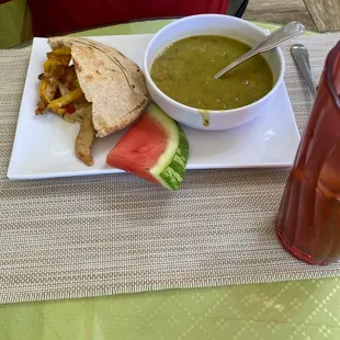 Split pea soup special with Pita.