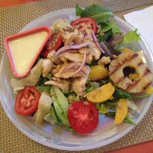 Sunshine Salad. Wonderful chicken and fruits and greens.