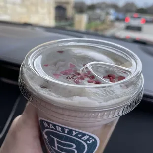 All the "Heart Eyes" for Marty B's Coffee Co Valentine's coffee! This is the Raspberry white mocha cold brew and it is delish!!!