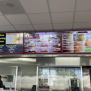 Full menu at the counter