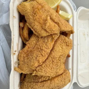 3 pc Martys Fish Basket with curly fries