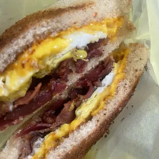 a bacon and egg sandwich