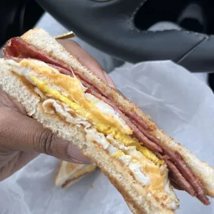 Turkey Bacon, Egg and Cheese breakfast sandwich