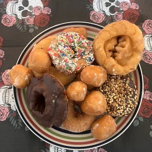 Donut holes, sprinkle donuts, old fashioned donuts etc