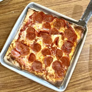 10"x10" Pepperoni Pizza with Light Cheese