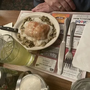 Chicken cordon bleu on rice