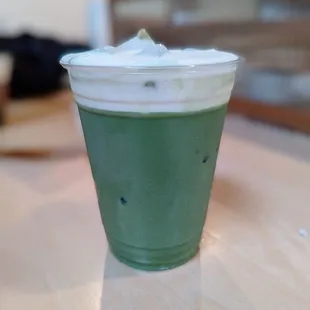Iced matcha... +Added sweet cream.