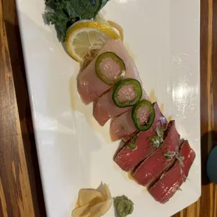 Yellowtail and seared tuna